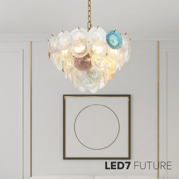 Loft Industry Modern - Rainbow Glass Chandelier